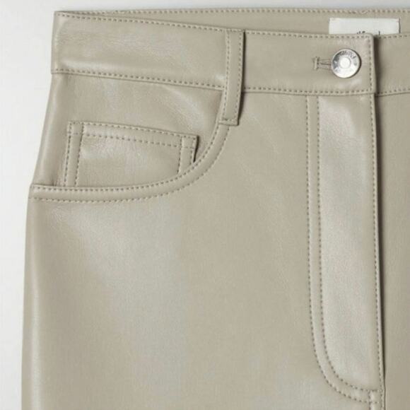 Aritzia Wilfred Melina Super High-Rise Faux Leather Pants in Light Taupe - Picture 3 of 9